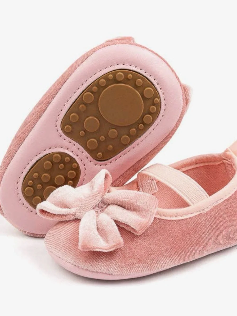 Front Bow Velvety Baby Shoes